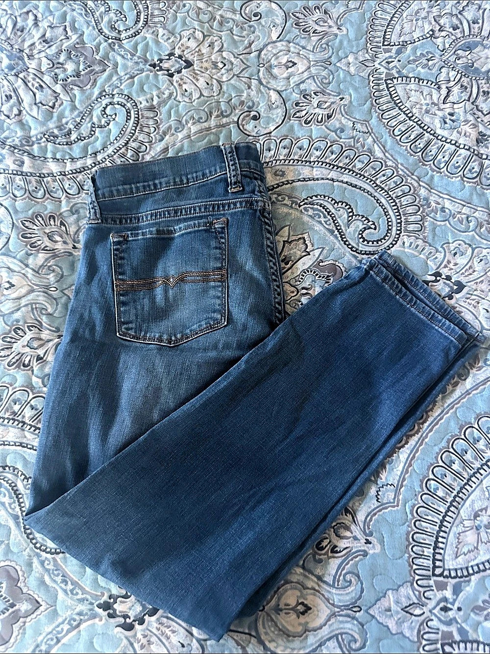 Lucky Brand Charlie Capri Bootcut Jeans in Blue Waist 8